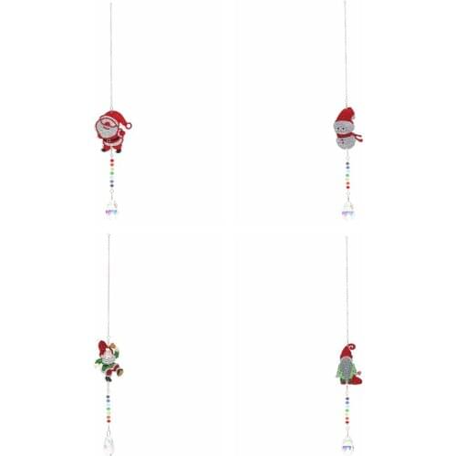 5D Diamond Painting DIY Full Round Cartoon Window Wind Chime Christmas Diamond Painting Kit Pendant Decor Home Mosaic Craft Gift