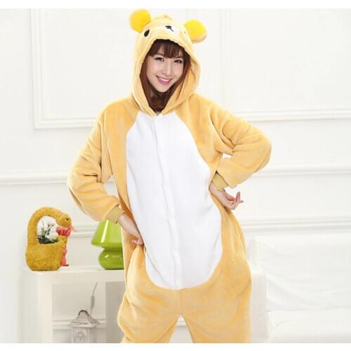 Anime Animal Rilakkuma Bear Costume Pajamas Cosplay All jumpsuit Adult Women Men Onesie Pyjamas Party Dress