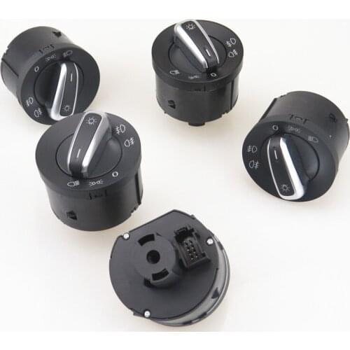 AZQFZ Chrome Front Headlight Control Switch Button Fog Lamp Knob For VW Jetta MK5 Golf MK5 MK6 Passat B6 3C Tiguan Touran Caddy