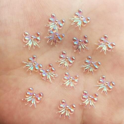 Glitter 50Pcs Clear AB Crystals Mini Bowknot Nail Art Rhinestone Applique Scrapbook DIY Manicure Accessories Ornaments SJ173