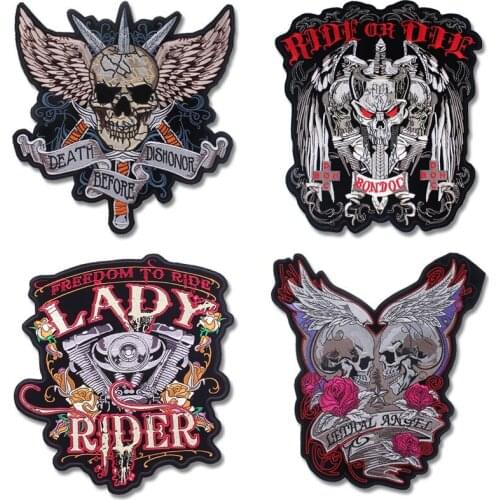 Prajna Skull Patch Large Biker Embroidered Patches On Clothes Back Embroidery Patches For Clothes Iron On Patches For Jackets