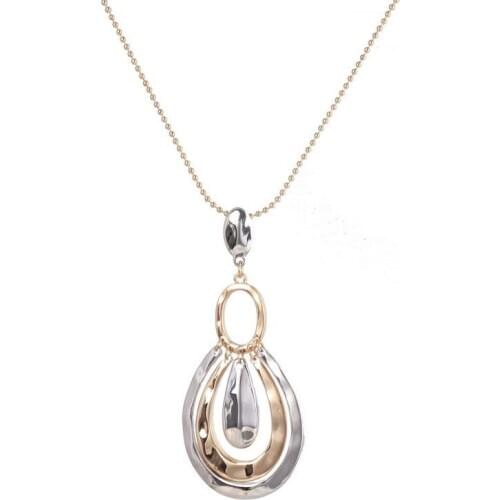 Two Tone Hammered Horseshoe Pendant Necklace 2020 Mini Beads Chain Geometric Teardrop Necklace Jewelry Wholesale N5709 ZWPON