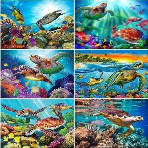 EverShine Diamond Mosaic Turtle Picture Of Rhinestone Diamond Painting Sea Cross Stitch Embroidery Animal Full Square Wall Decor