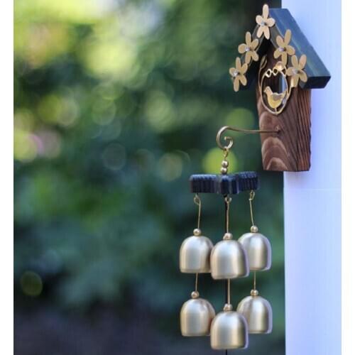 European classical garden bird nest Copper Campanula natural wood ornaments shop door decoration Home Furnishing creative Va