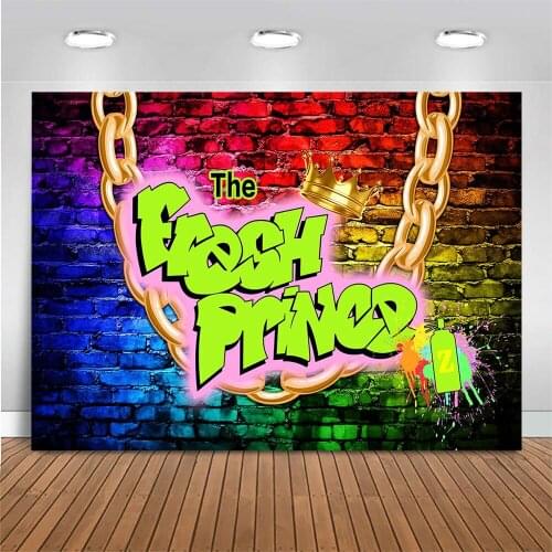 Brick Wall Baby Shower Backdrop Fresh Prince Glow Crown Photography Background Graffiti Party Photo Background For Photo Studio