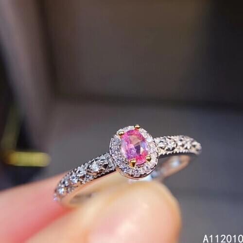 KJJEAXCMY fine jewelry 925 sterling silver inlaid natural pink sapphire new Female ring exquisite Support test hot selling