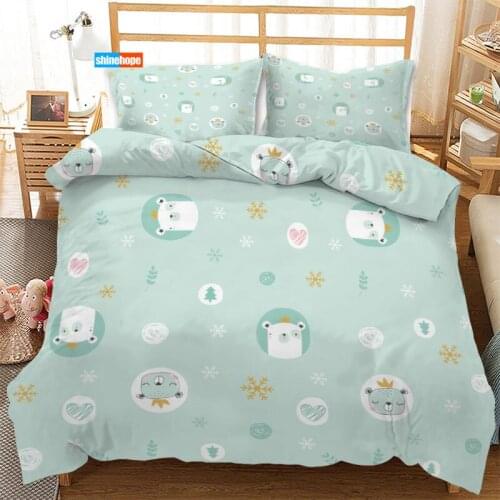 3 Pcs Luxury Duvet Cover Set Fashion Little Bear Bedding Sets Comforter Duvet Cover Pillowcase Home Textiles