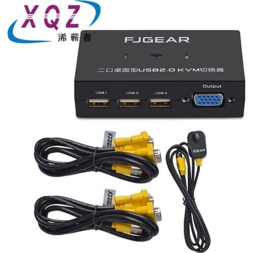 KVM switch 2port VGA switch Wired Remote Controller Select with Cable 1920x1440 High Resolution