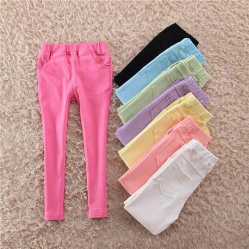 Girls Leggings spring and fall girl Pants Candy-colored trousers Baby Kids Girls Solid color casual pants 2-7 year old