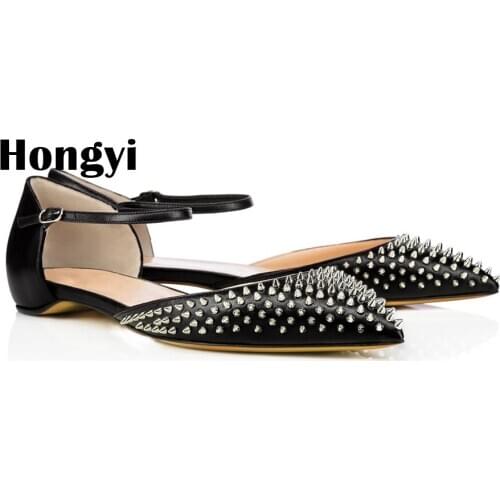 Hongyi 2018 Spring Fashion Color CrystalFlat Shoes Woman Luxury Rivet String Bead Slip-on Loafers