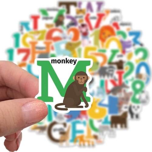 10/50Pcs Cartoon English Alphabet Number Learning Sticker Child Early Education Wallpaper Eco Friendly Self Adhesive Decoration