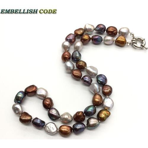 Selling well Hong Kong Peacock blue coffee gray wonderful baroque Irregular pearls real natural freshwater pearl choker necklace