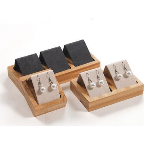 Luxury Bamboo Wood Earrings Display Tray 4 Sizes To Choose For Woman Earrings Display Stand Jewelry Display Tray