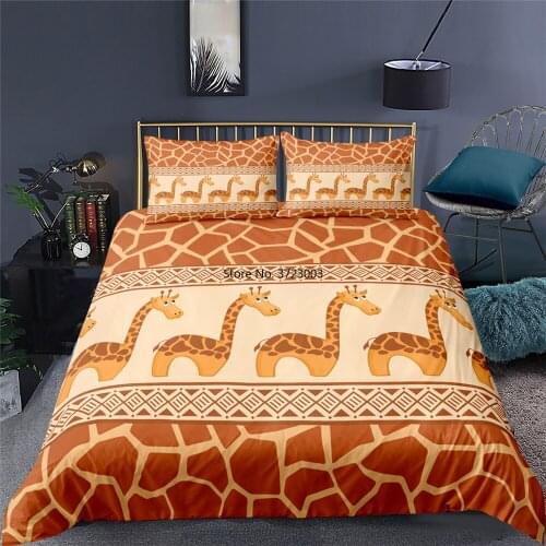 Vintage African Animal Pattern Bedding Home Textile Home Decor Down Quilt Cover Pillowcase 2/3 Single Double Queen Size