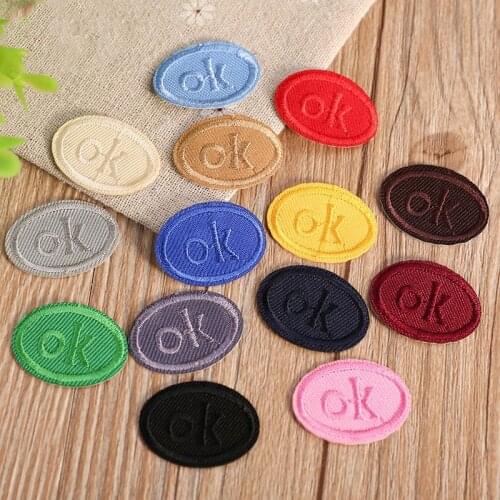 Multicolor OK Oval Heat Transfers Iron On Patches for Clothing DIY Clothes Stickers Decorative Appliques Embroidery Patch