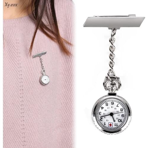 Silver Metal Chain Clip On Nurse Nursing Pendant Pocket Brooch Fob Watch