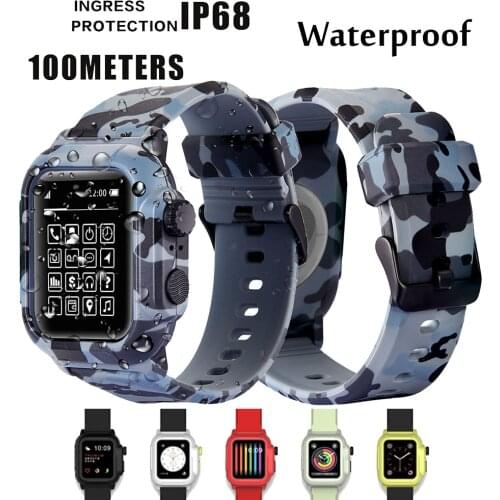 Silicone Band Case For Apple Watch Case Series 6 se 5 4 3 2 Waterproof Sports 44mm 42mm 40mm Strap Shockproof Frame transparent