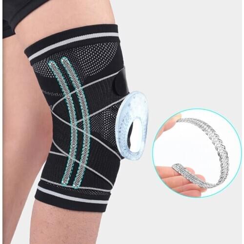 1 pcs Sports Knee Patella Protector Brace Silicone Spring Knee Pad Basketball Running Pressurized Elastic Knee Support Kneepads