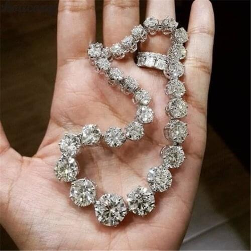 Sparkling Tennies Bracelet Luxury Jewelry 10KT White Gold Fill Stackable Round Cut White AAAAA Cubic Zircon Women Bracelet Gift