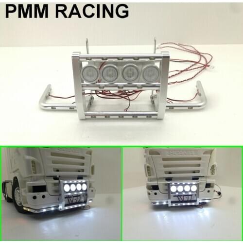 Led Metal alloy Front bumper light PCB welding lamp For 1/14 Tamiya RC Truck scania series Drag head car R620 56323 R730 3.2v