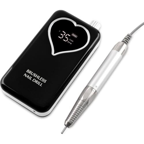 Heart LED Logo Cordless Electric Nail Drill Machine 35000rpm Drill Set for Manicure Pedicure Rechargeable Battery Wireless
