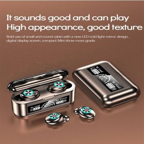 F9 Blueooth Earphone Wireless TWS Headphone For Xiaomi Headset InEar Touch Control Earbud With Mic/Ear Cap/Digital Charging Case