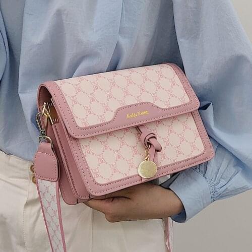 Vintage Female Square Bag Wide Shoulder Strap New High Quality PU Leather Womens Designer Handbag Chain Messenger Bag Purses