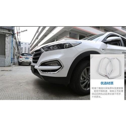 Yimaautotrims Front Bumper Fog Lights Lamp Frame Cover Trim 2 Piece Fit For Hyundai Tucson 2016 2017 2018 ABS Chromium Styling