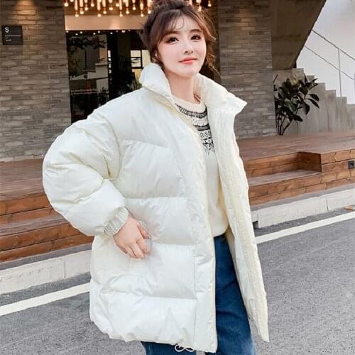 Winter Clothing Down Coat 2021 WomenS Loose Dark Buckle Diagonal Pockets Stand-Up Collar Bread Short Padded Jacket Parka Coat