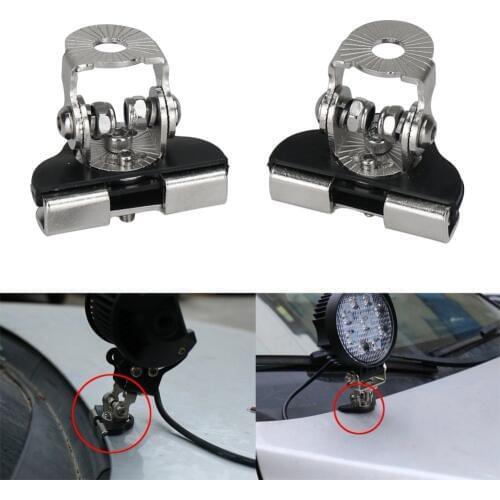 2Pc Car universal stainless steel LED/HID bar light Mounting bracket hood engine free punching LED work light strip bracket