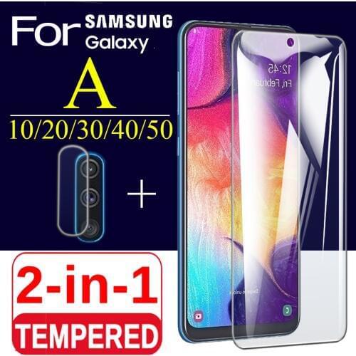 2in1 protective case for Samsung galaxy a20 a10 a30 a50 a40 with camera cam lens a 20 10 50 40 30 phone cover glass bumper cases