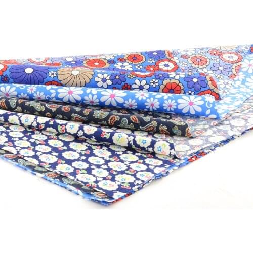Booksew cotton poplin fabric 45CMx50CM 4 Designs pretty blue floral fat quarter tilda tecido for clothing patchwork quilting