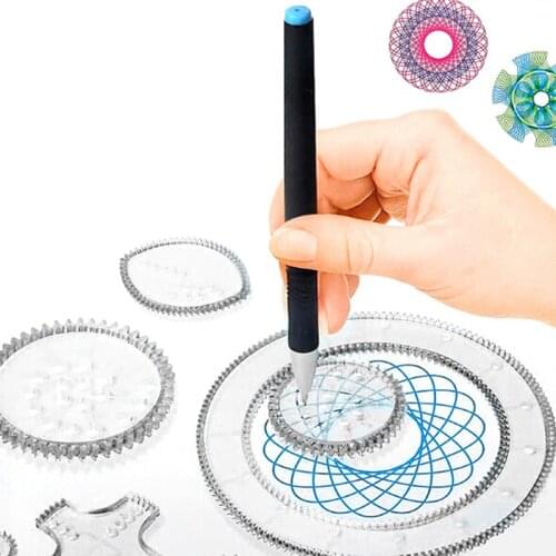 22pcs Spiral Designs Clear Plastic Ruler Drawing Set DIY Creative Educational Stationery Toys For Kids