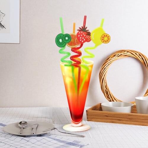27cm Reusable Straw 4 Fruit Style Straw Hawaii Party Straw Beverage Straw Bar Straw Fruit Party Supplies Birthday Party Straw