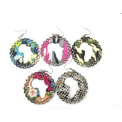 5pairs/lot 2019 Newest Fabric Africa Map Earrings