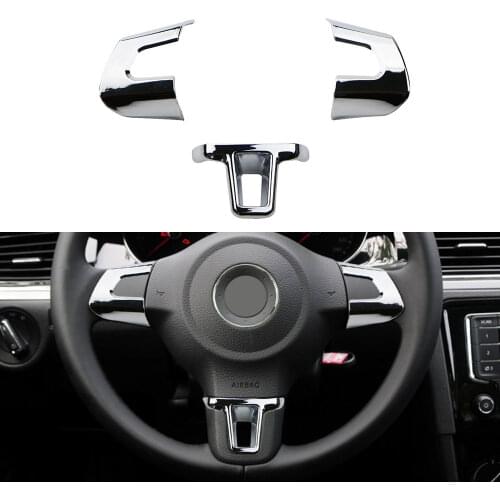 ABS Chrome Car Steering Wheel Trim for Volkswagen VW Golf 6 MK6 Polo Jetta MK5 Polo Bora Steering Wheel Cover Sequins Sticker