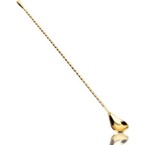 Free shipping shiny gold high quality Stainless steel swizzlecochleare cocktail shaker spoon 44.5CM longer