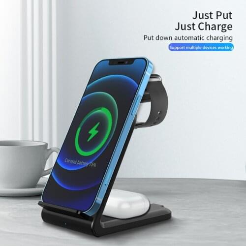 X456 15W 4 In One Qi Certification Wireless Charger 3 in 1 For IPhone 12 Pro Max Mini Apple Watch Airpods Fast Charging Stand