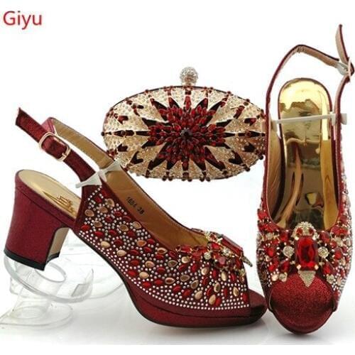 Doershow wine shoes and bag matching set italy 2019 designs for african shoes and bags wedding party free shipping! HOU1-7