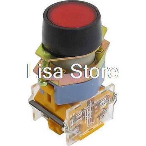 DPST 1NO 1NC Momentary Red Button AC 660V 10A 4mm Thread Pushbutton Switch