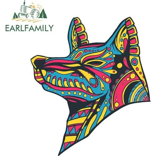 EARLFAMILY 13cm x 11.1cm For Mandala Dog Cartoon Car Sticker Waterproof Creative Decal Refrigerator Air Conditioner Decoration