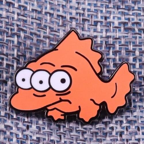 Three eyed fish enamel pin Barbel Fish brooch Tv Show collection Retro Art jewelry