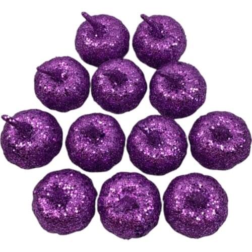 12Pcs Artificial Mini Metallic Glitter Sequins Pumpkin for Party Table Decor DIY Craft Harvest Halloween Thanksgiving
