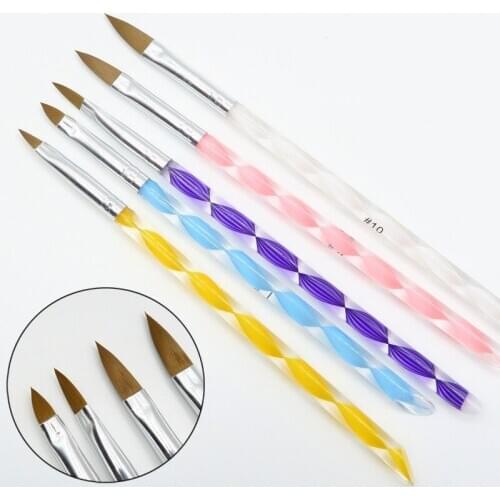 Makeup Brush 5Pc set Five Size High Quality Professional Acrylic Liquid For Nail Art Pen Brush UV Gel Nail Acrylic Powder 100s