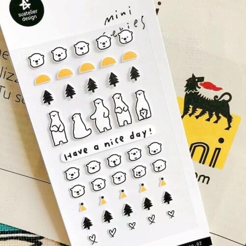 Suatelier Mini Series No.107 Stickers Cute Polar Bear Cutting Dies Journal Diary Deco DIY Craft Scrapbooking Hobbies Vendor