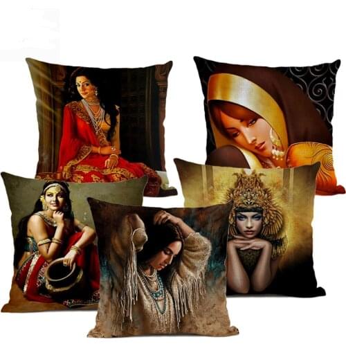 Figure pattern cushion cover sofa living room art decoration pillow cover 45x45cm linen pillow fashion household products