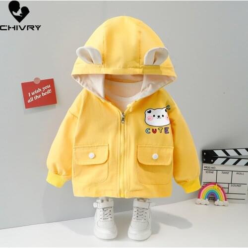 New 2021 Autumn Baby Girls Coat Kids Cute Cartoon Rabbit Zipper Jackets Boys Outerwear Fashion Hooded Jacket Windbreaker Clothes