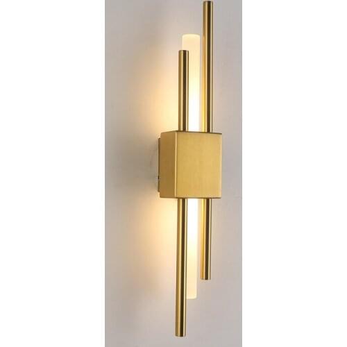 New Nordic Postmodern Living Room Bedroom Bedside Hotel TV Background Sconce Light LED Acryl Golden Simple Line Wall Lamp