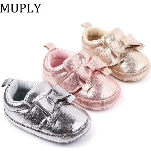 Fashion Baby Girls Baby Shoes Cute Newborn First Walker Shoes Infant Bow Princess Shoes Soft Bottom Anti-slip Shoes