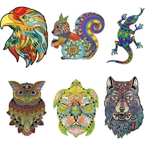 Artistic Animals Wooden Puzzles For Adults Children Educational Toys Wooden Jigsaw Butterfly Kids Puzzles Games DIY Crafts Gifts